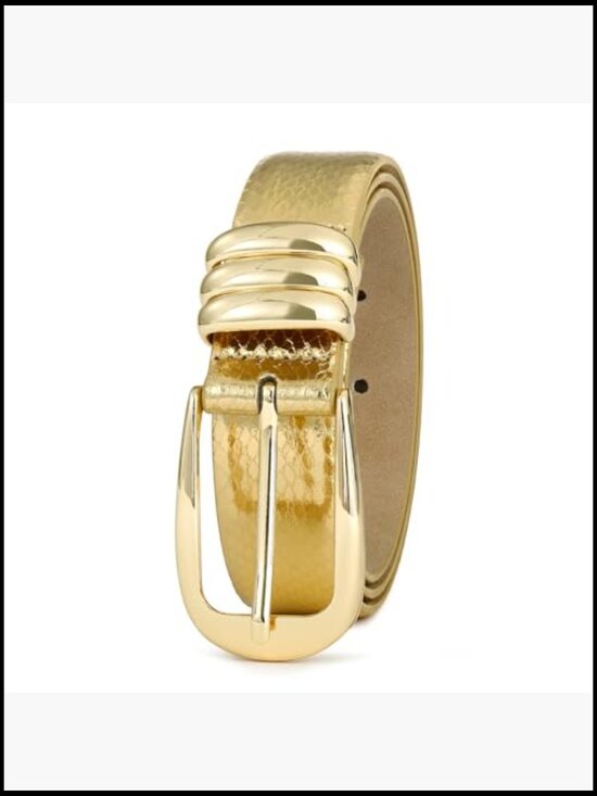 Faux Leather Belt with Gold Buckle for Evening Dresses main image 5